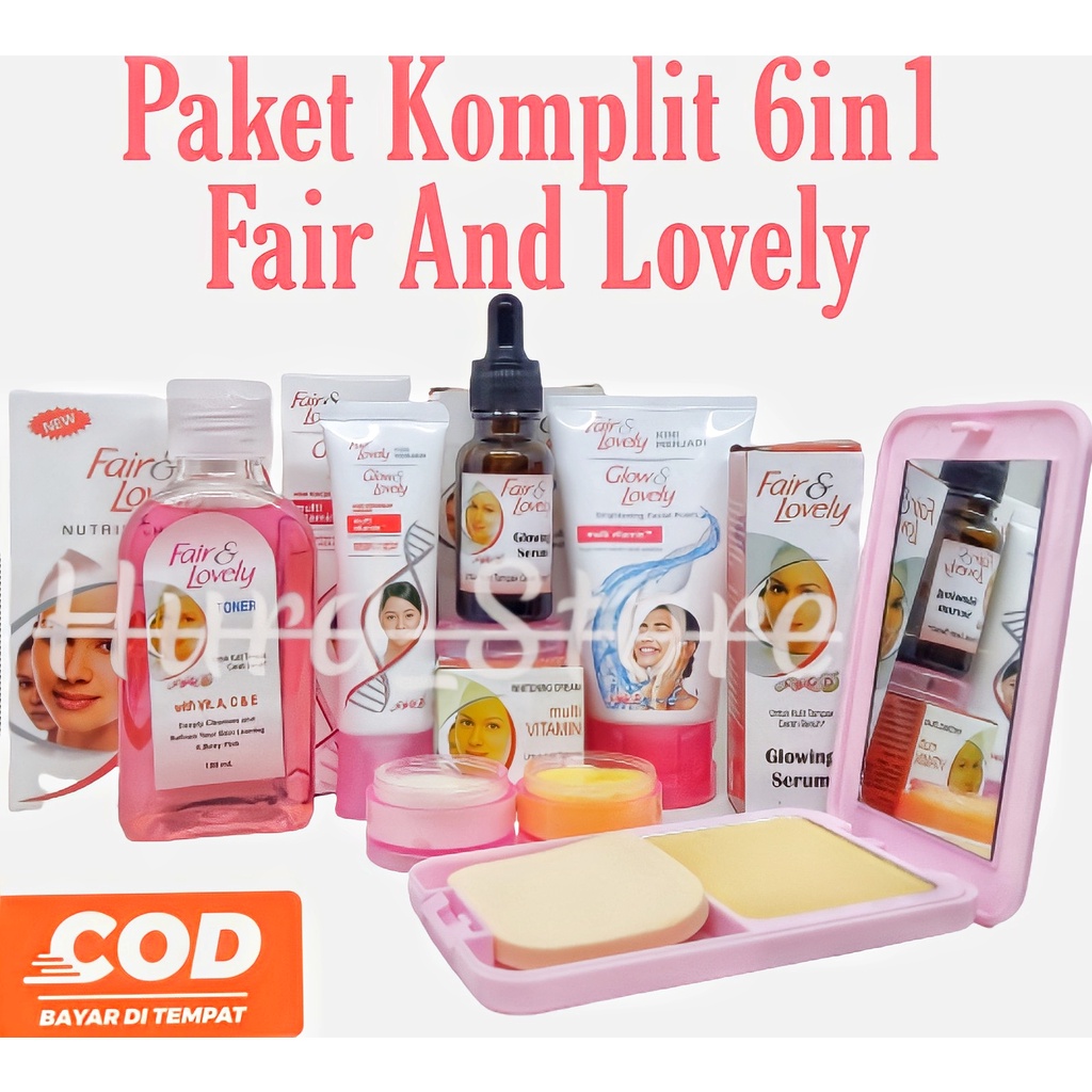 HM Fair And Lovely 1 Paket Lengkap Glowing Asli 6 In 1 Fair And Lovely - Cream Siang Malam - Pelemba