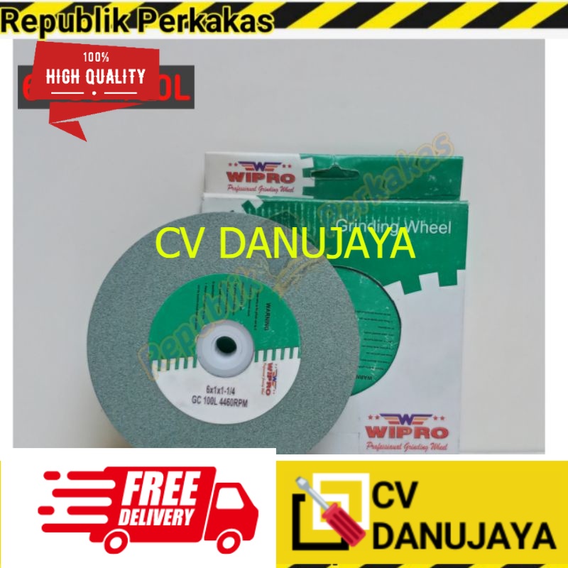 Wipro Batu Gerinda Hijau  6 inch GC80L/ Batu Asah Duduk 6 Inch #80 Grade 80