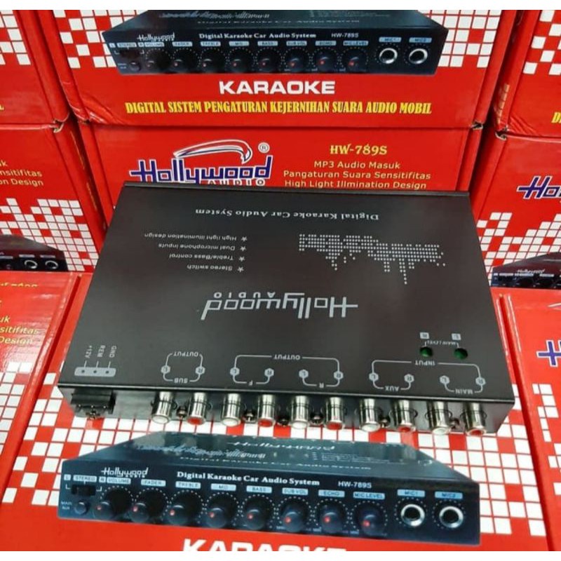 [ORIGINAL] Hollywood HW 789S Pre Amp Parametric/Parametrik Equalizer Karaoke/Karoke | Karaoke Audio Mobil | Bluetooth TF Card/USB