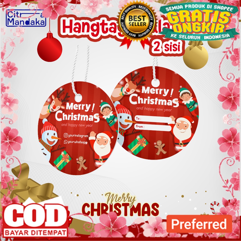 

Hang Tag Custom Christmas Gift Hampers Natal 2 Sisi Free Design// KOSTUM NATAL / POHON NATAL / AKSESORIS NATAL / HARI NATAL