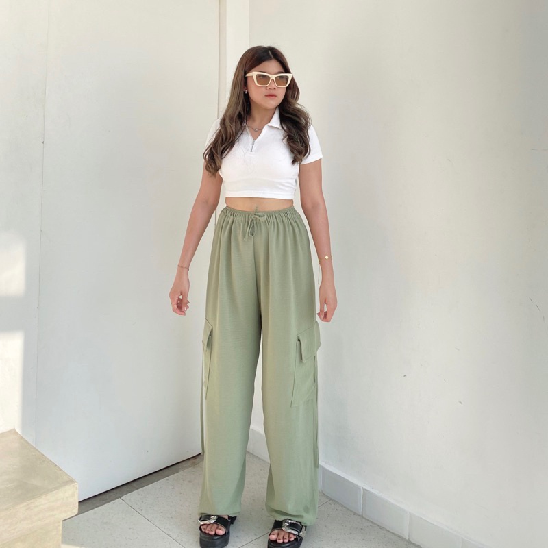 CASHA - ZRX OOTD WANITA TANIA / CELANA CARGO NICOLE / OOTD Celana Cargo Panjang Kekinian / Kasual Ca