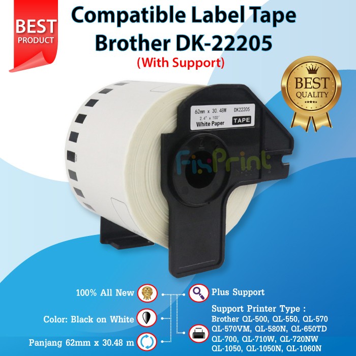 

Label Tape Paper Brther DK-22205 DK22205 Compatible