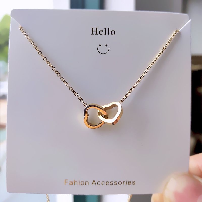 [ Bayar Ditempat ] Kalung Wanita Asli Titanium Anti Luntur Liontin Love / Kalung Titanium Korean Sty