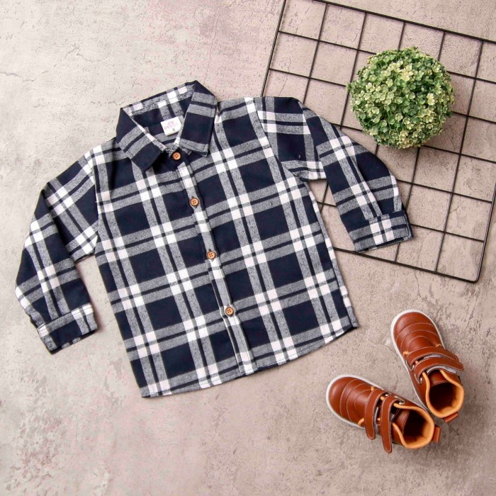 AL0139~Fashion Anak Kekinian KobaKids - KEMEJA FLANEL ANAK LAKI LAKI & PEREMPUAN USIA 1-9 TAHUN - Pu