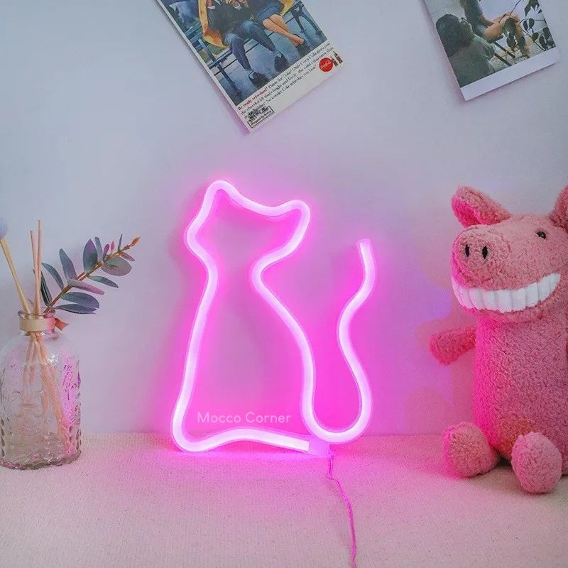 Lampu Tidur Neon bentuk Cat / Kucing Neon LED light / Lampu Hias / Dekorasi Kamar