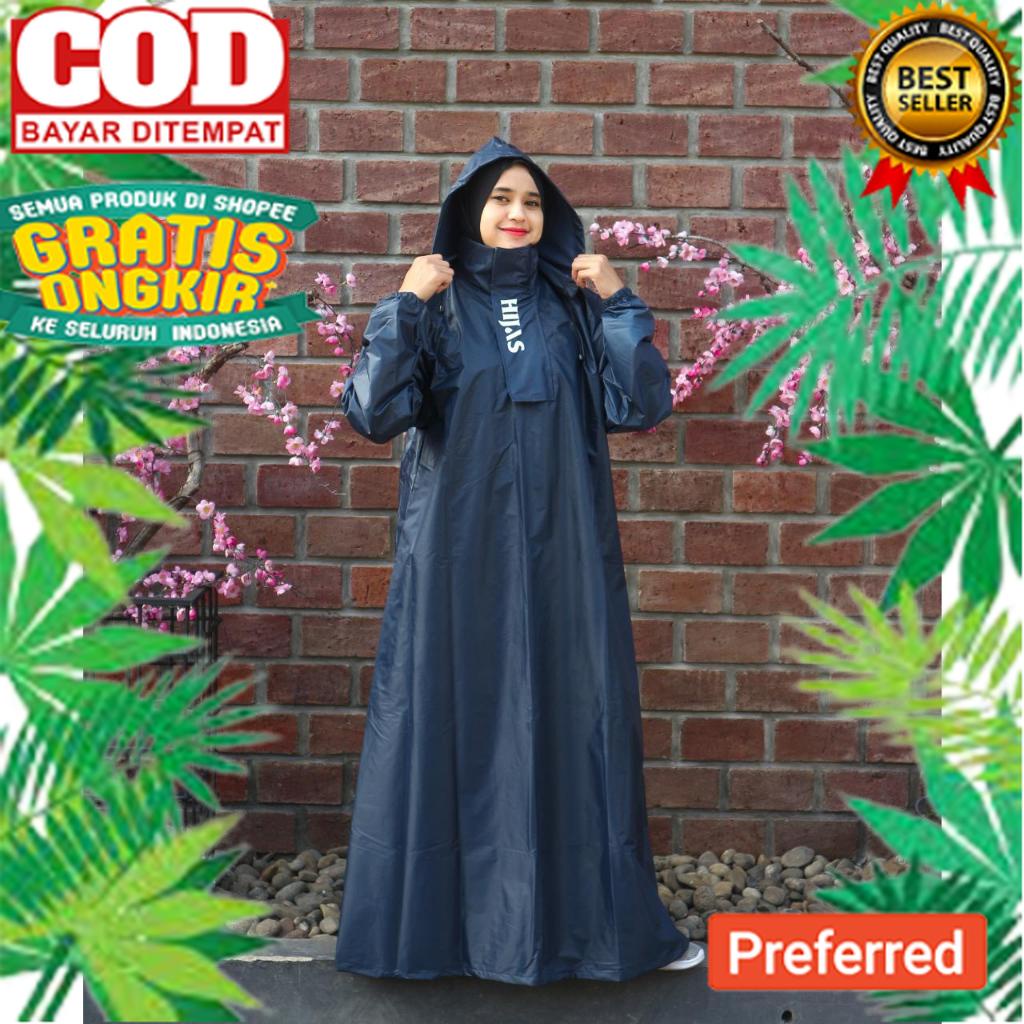Jas hujan gamis muslimah wanita pria tebal dan kuat / Jas hujan pria dewasa / Jas hujan original teb