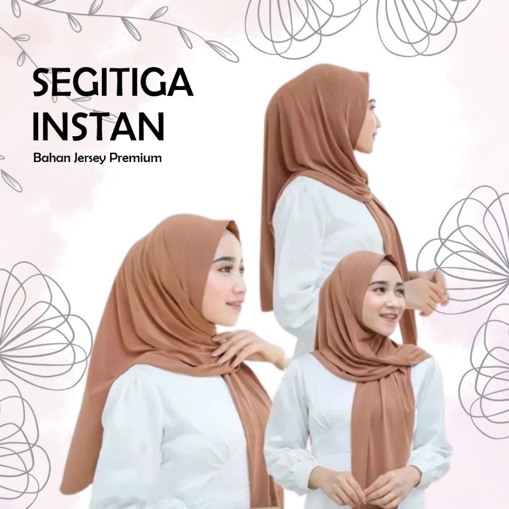 Hijab Segitiga Instan / Kerudung Segitiga Instan Jersey Dewasa / Jilbab Segitiga Instan Jersey
