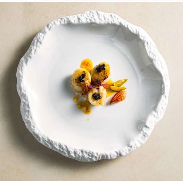 (DAPOORAN) Rough White Unique Salad Plate/Plate HORECA/Plate Keramik Cantik/Plate Keramik Aesthetic/