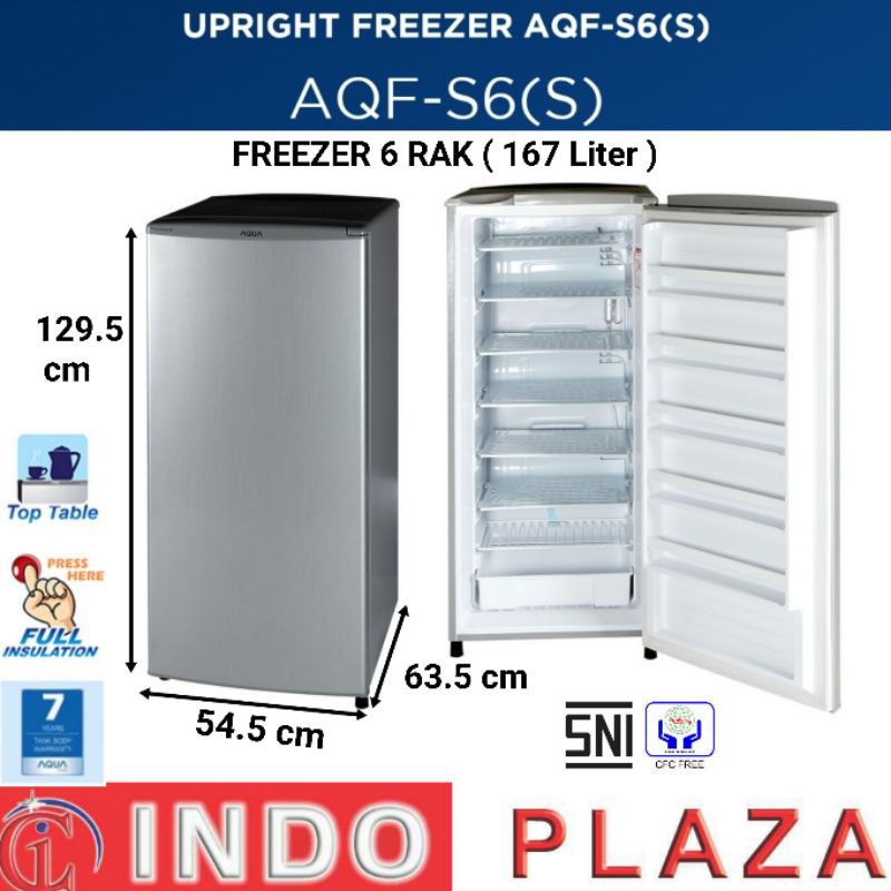 KULKAS FREEZER BERDIRI 6 RAK AQUA JAPAN AQF-S6