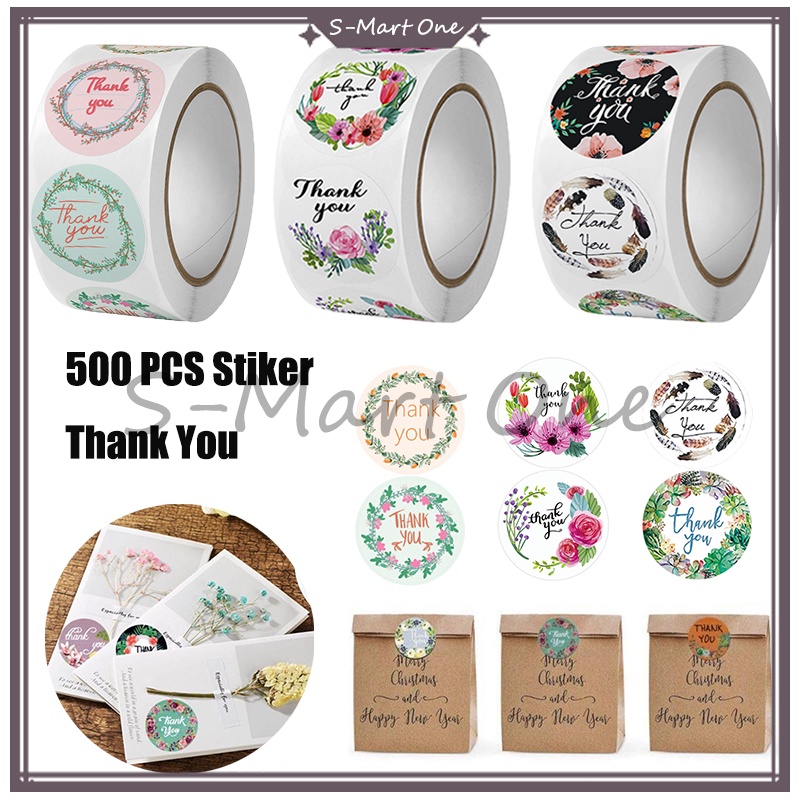 

500pcs sticker terima kasih /Sticker Thankyou 1 Roll 500Pcs /Stiker terima kasih 500pcs/1 Roll Stiker Thank You /Roll Stiker Label Amplop Tulisan Thank You Untuk Dekorasi Amplop /Sticker Thank You