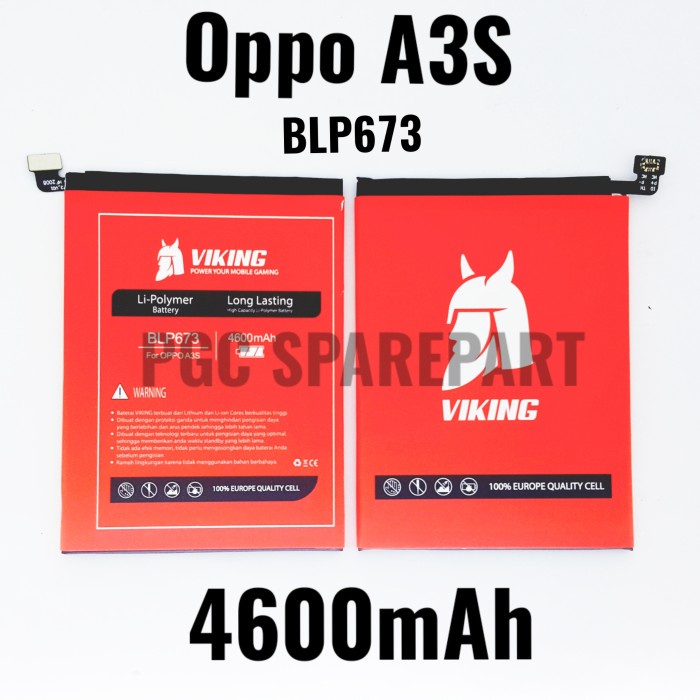Baterai Viking - Oppo A3S - BLP673 Double Power - Batre