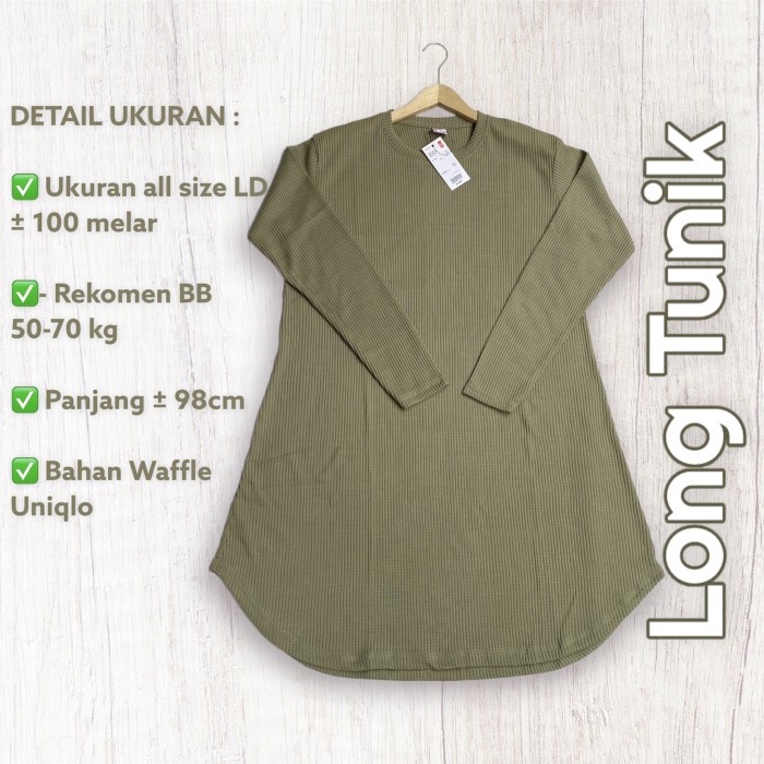 Tunik  Kaos Waffle / Simple Tunik / Basic Tunic - Hitam
