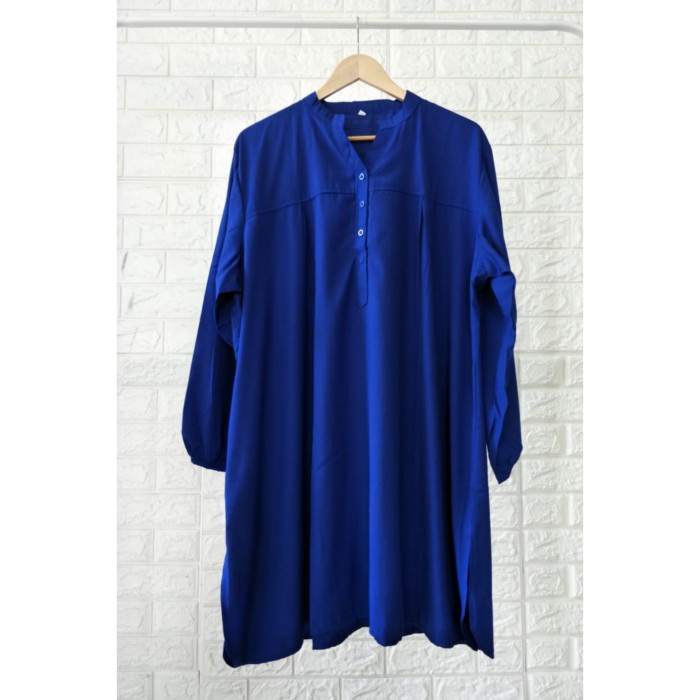 Tunik polos viscose jumbo biru elektrik - 5L