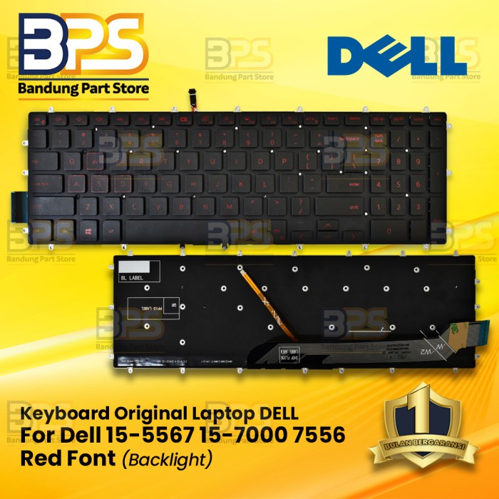 Keyboard Original Laptop Dell 15-5567 15-7000 7556 Red Font BackLight