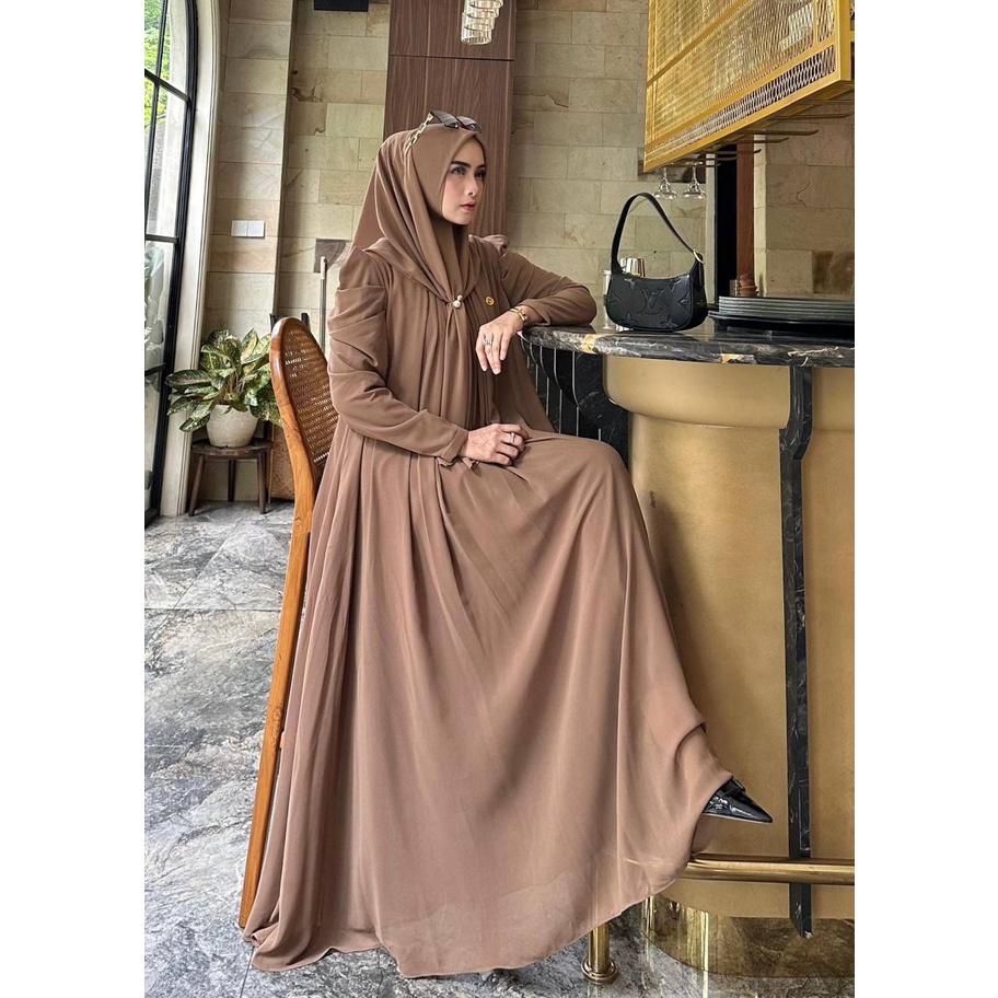Ledy Dress Set Hijab  Setelan Wanita Yoris Arab Premium One Set Wanita Gamis Terbaru Set HIjab Segie