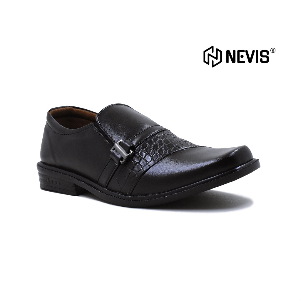 [NEW-SBR48] Nevis CROCO Sepatu Pantofel Pria Slop Slip On Formal Kerja Kantor Hitam Original ##