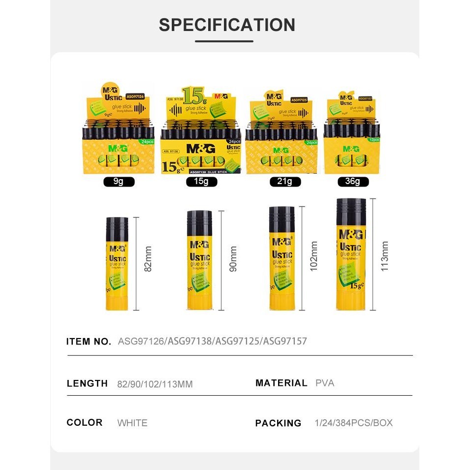 

Lem Glue Stick M&G Ustic Perekat kuat PVA