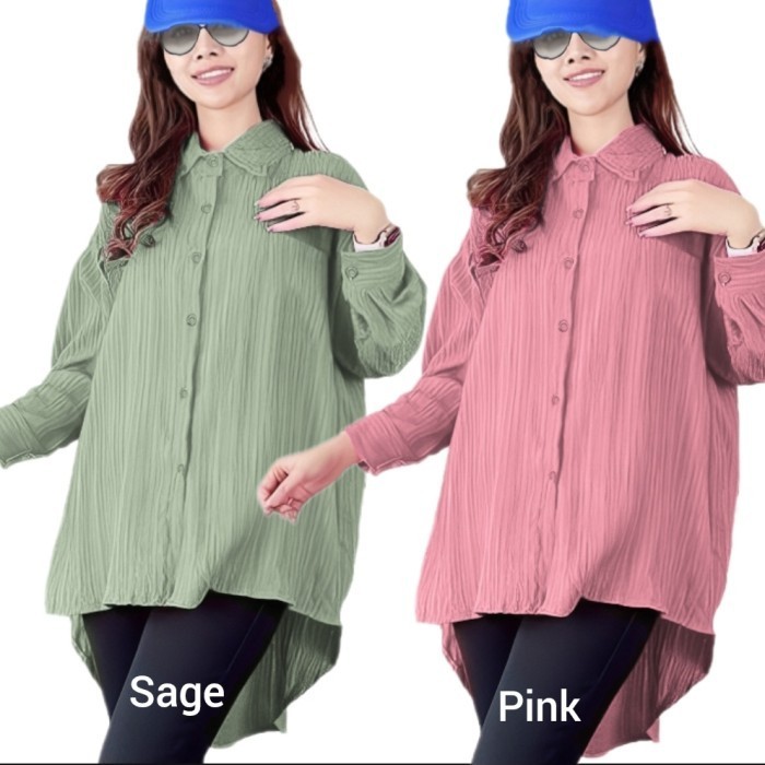 ✨Girya.Syo✨ - SALE kemeja blouse wanita sage green style - Sage, All Size