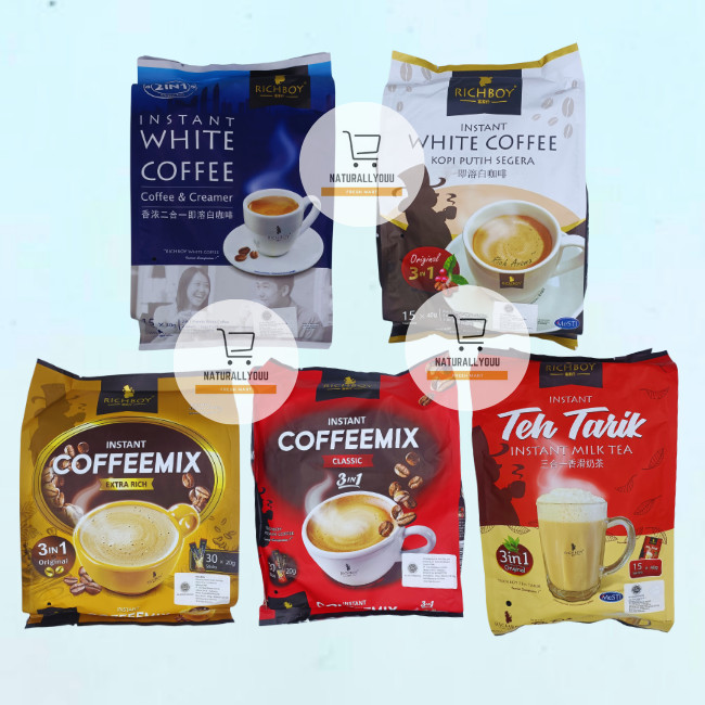 

Richboy Kopi Bubuk 15x40g White Coffee / Instan Coffeemix / Teh Tarik Milk Tea All Varian