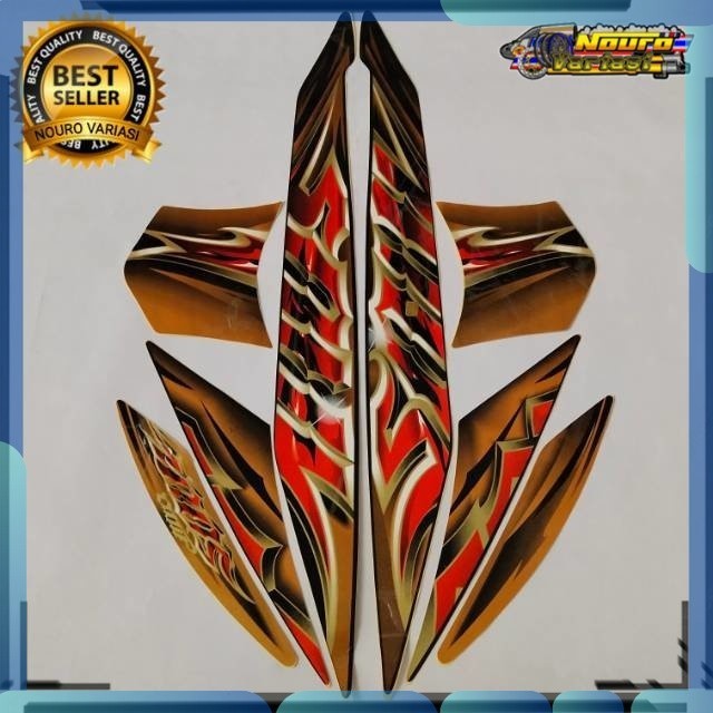 Stiker striping yamaha mio soul 2010 2011 gold hitam bagus