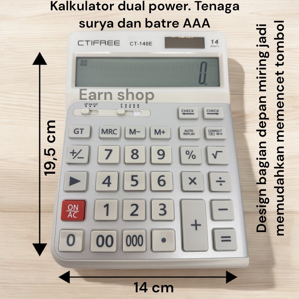 

KALKULATOR CITIFREE CT-140E KALKULATOR DAGANG BESAR PREMIUM 14 DIGIT | KALKULATOR TENAGA SURYA