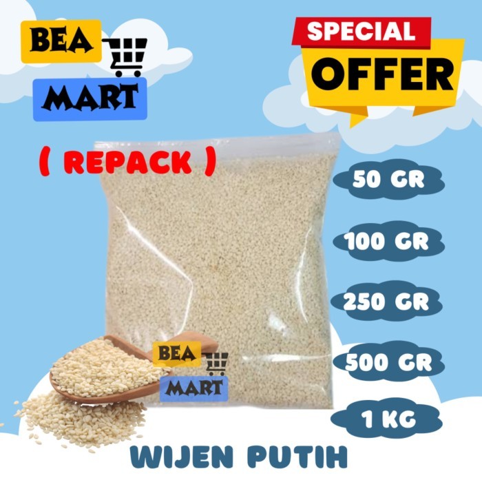 

Wijen Putih / White Sesame 50gr 100gr 250gr 500gr 1kg | Biji Wijen Mentah Import Repack 50 100 250 500 gr g 1 kg