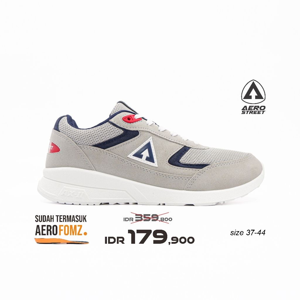 Aerostreet 37-44 Osaka Putih Abu Muda Biru Tua  - Sepatu Sneakers Casual Pria Wanita Aero Street 21H