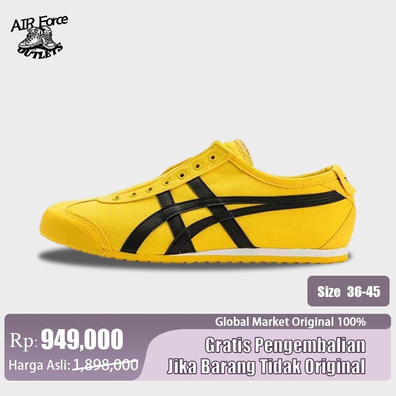 Sepatu Sneakers Asǐcs Onitsuka Tiger Sepatu Pantofel untuk hitam kekuningan 100% original BNIB Globa