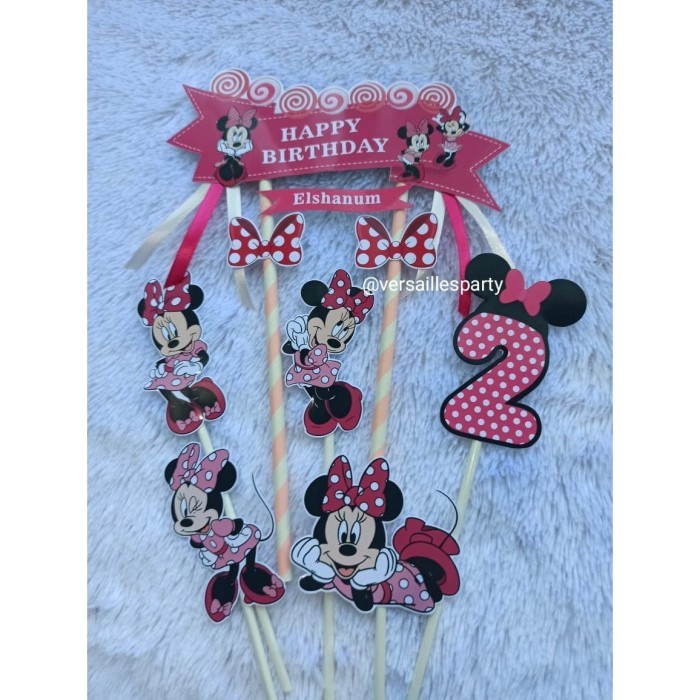 [Akssesoris Pesta] Cake Topper Minnie Mouse Pink/Topper Minnie Mouse/Hiasan Kue Minnie