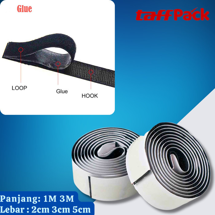

TaffPACK Lakban Perekat Velcro Magic Tape Hook and Loop Adhesive Sticker Nilon Serbaguna 1M 3M