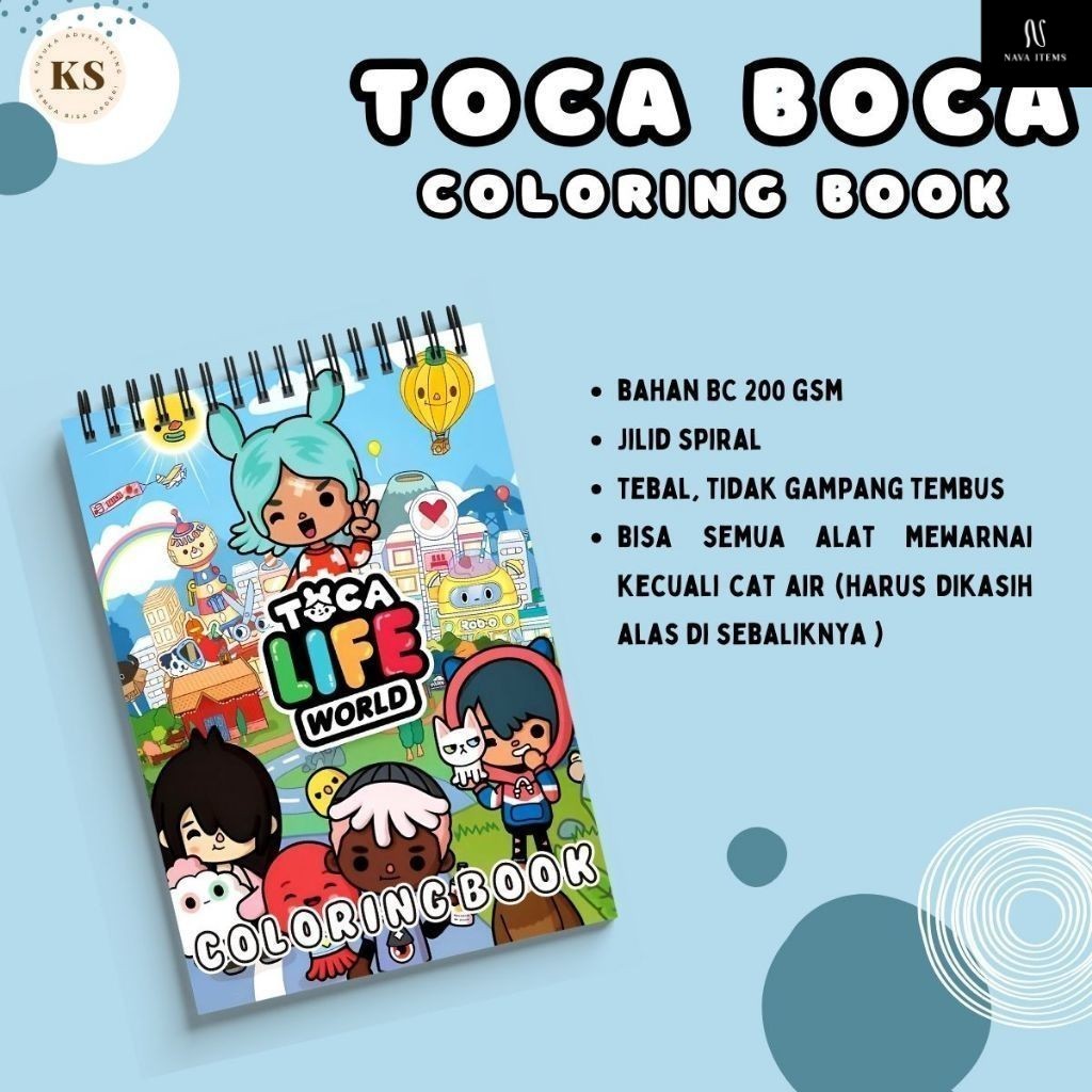 

Toca Boca Coloring Book Buku Mewarnai Anak Remaja Dewasa Aesthetic Kertas Tebal