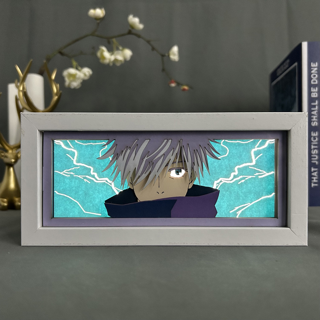 Anime Light Box Jujutsu Kaisen Satoru Gojo Eye Face Room Decor Lightbox Manga 3d Papercut Lamp For C