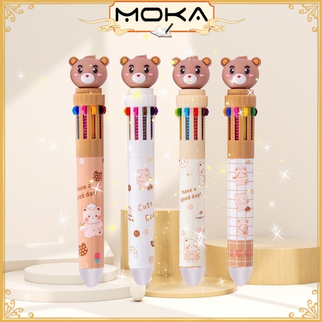 

MOKA 1 LUSIN PULPEN KARAKTER TEDDY BEAR10 WARNA / PULPEN WARNA WARNI MK08