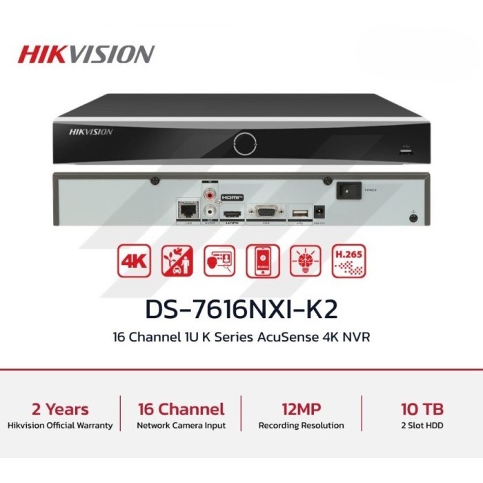 NVR CCTV HIKVISION DS-7616NXI-K2 Hikvision NVR IP Camera 12MP CCTV 16Ch 4K & H.265