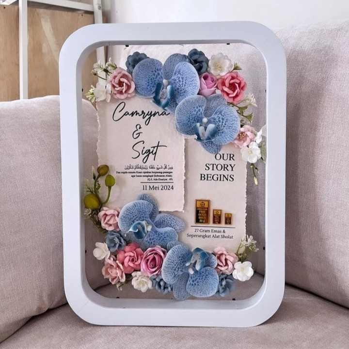 Mahar Uang Pernikahan, Mahar Pernikahan Akrilik Murah- Mini Lilac- Mahar Pernikahan / Pigura Mahar M