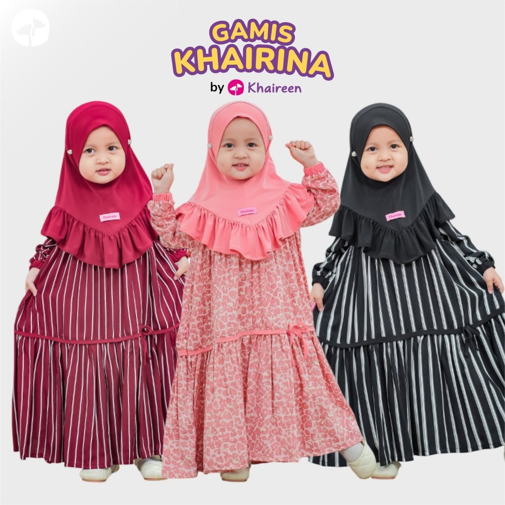 KHAIREEN Gamis Khairina Couple Mom (0-9 Tahun) Gamis Anak Rayon Viscose Motif Gamis Bayi Balita Coup