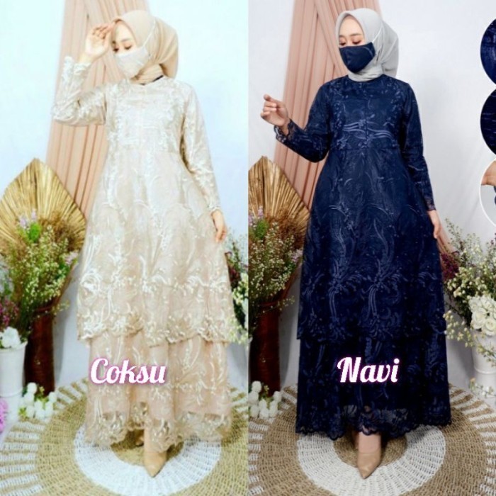 ✨VN.KIA✨ -TERMURAH -terBARU-Sarah Gamis Fashion Brukat Tingkat Premiun Baju Couple Ibu An - Coksu/ N