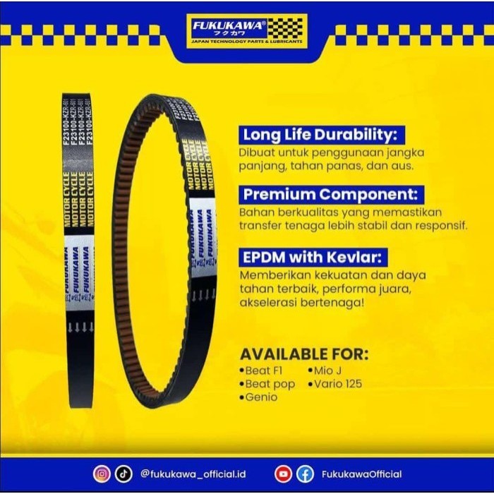 Promo Fukukawa Vanbelt V Belt Fanbelt Racing Honda Genio Beat Deluxe Street Scoopy 2021 Up New K0J