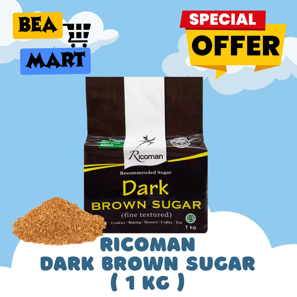 

Ricoman Dark Brown Sugar 1kg | Gula Aren Gula Merah Bubuk 1 kg