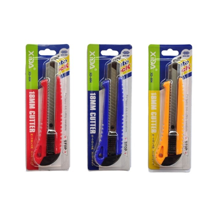 

Cutter Impor Xida Large XD – 604 Auto Lock 18 mm Bahan SK5
