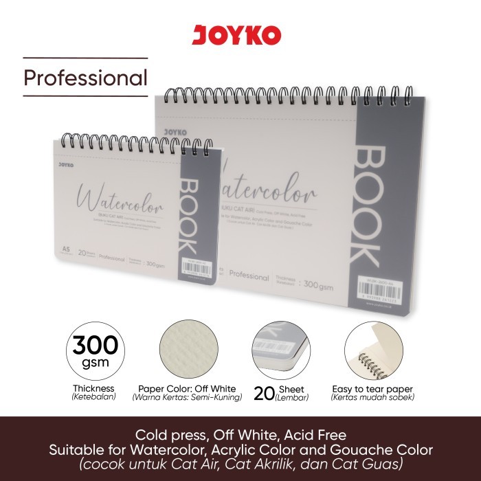 

Watercolor Book Buku Cat Air Joyko WLBK-2600 300 gsm 20 Sheets - WLBK-2600-A4