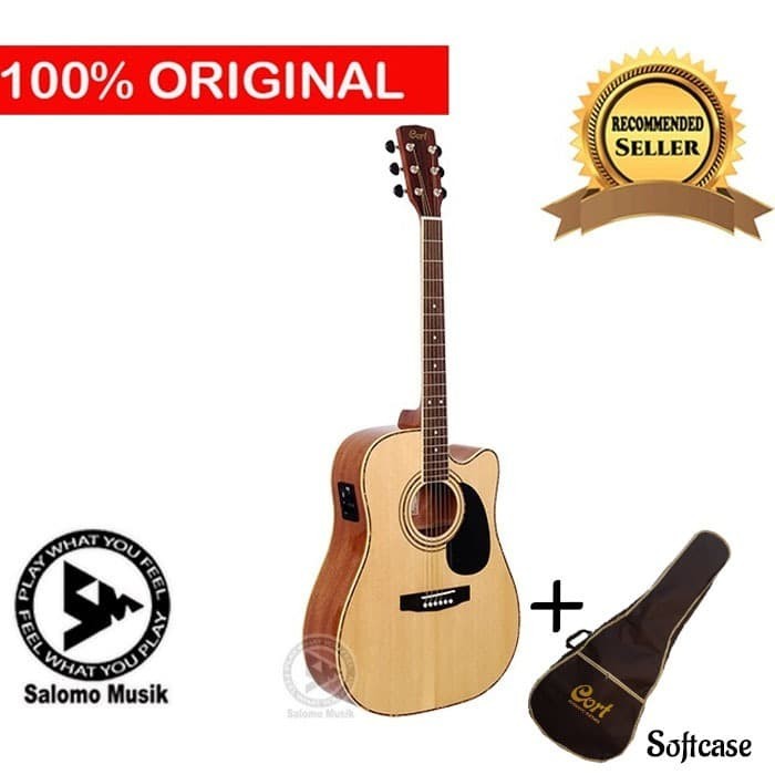 Gitar Acoustic Akustik Electric Elektrik Orinal Cort AD880 CE NAT - Hitam - Glossy
