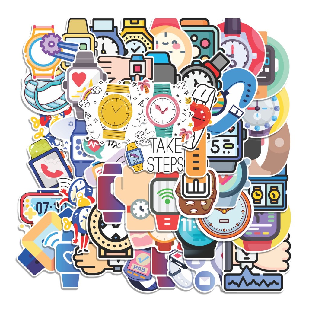 

COD 50 Pcs Stiker Jam Tangan Lucu Anti Air Untuk Dekorasi Notebook Sepeda Skateboard Handphone