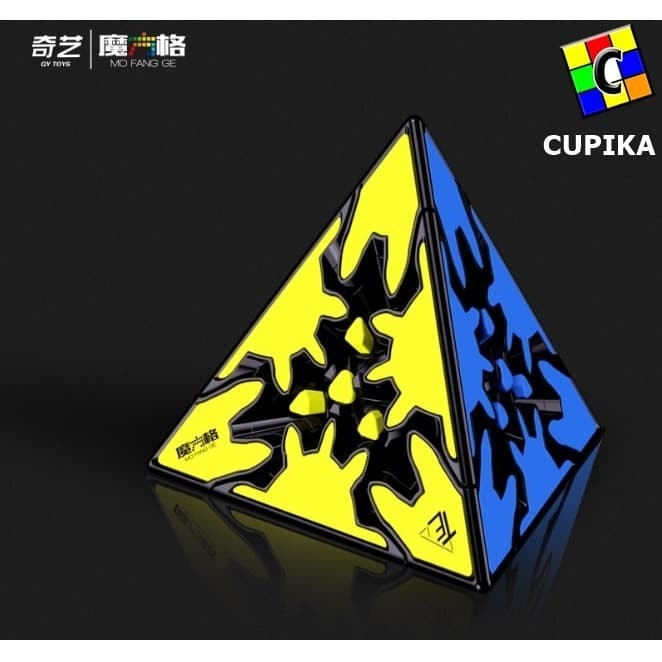 [[PROMO]]Ready Rubik Gear QiYi Gear Cube Pyraminx Black Based Qiyi Blackbase