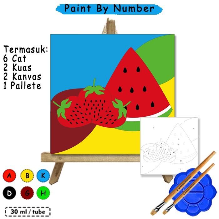 

Kanvas Lukis Buah Apel dan Semangka Paint By Number 20x20 cm