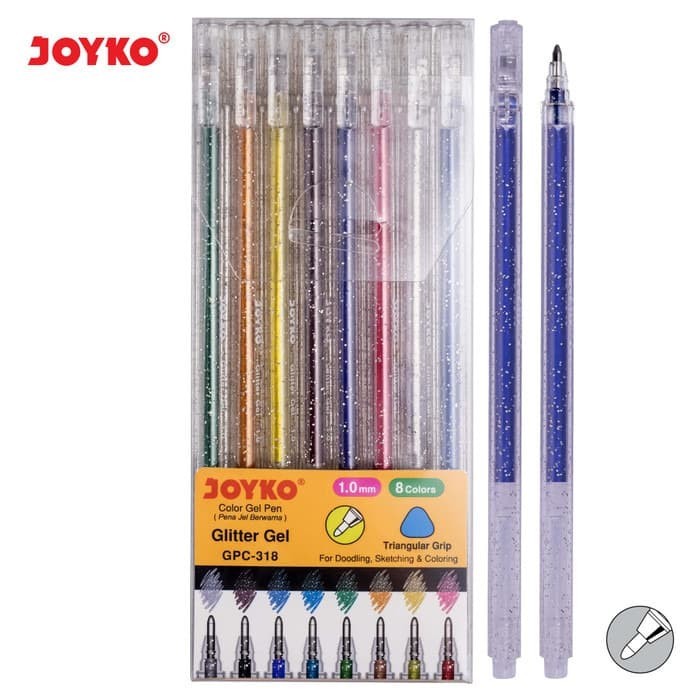 

Color Gel Pen Pena Jel Warna Joyko GPC-318 Glitter Gel 8 Warna 1.0 mm