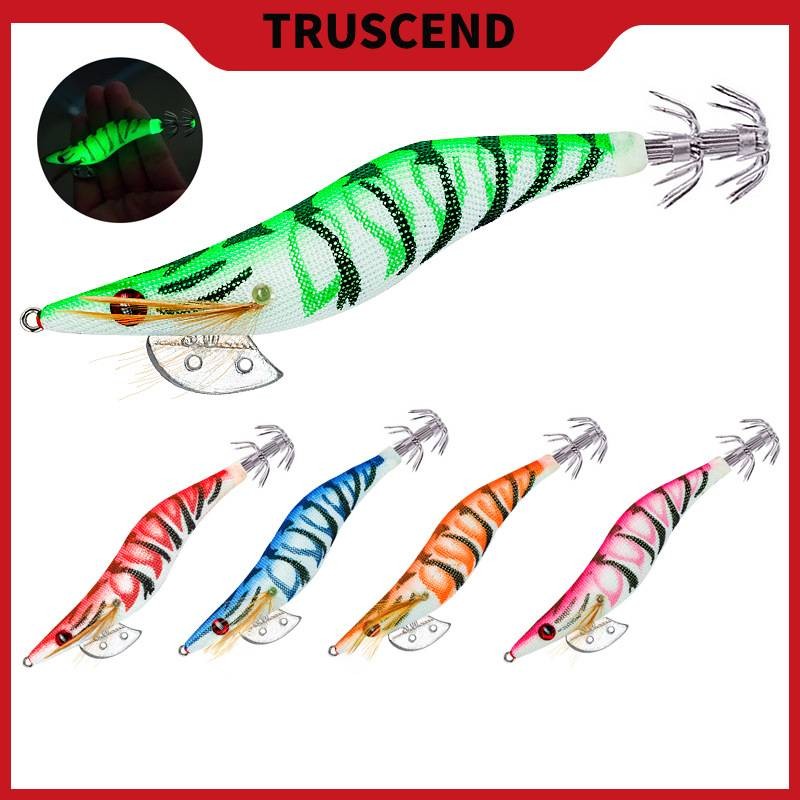 TRU 1 pcs Umpan Pancing 8 cm/10 cm/12 cm Umpan Pancing Cumi-cumi Bercahaya Umpan Kayu Udang Umpan Cu
