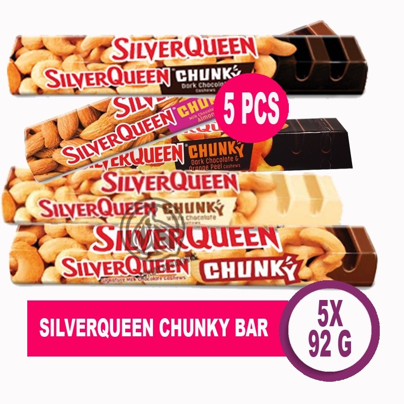 

SILVERQUEEN CHUNKY BAR ISI 5 PCS X 85 GR ex 95 gr, COKLAT SILVER QUEEN CHUNKY BAR 85GR Almond Mede