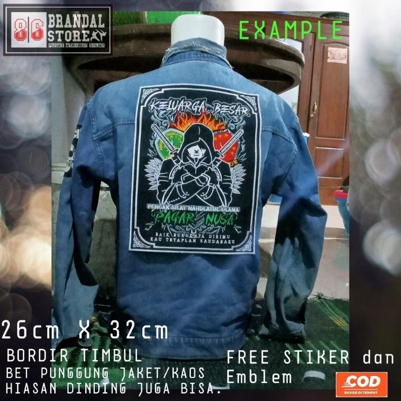 Bordir Bordir Bet/emblem/badge punggung pagar nusa full bordir timbulbisa pesan satuan bordir