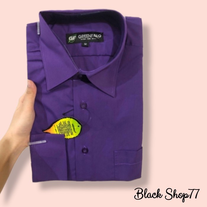 Kemeja Pria Polos Lengan Panjang Premium Greenfalo Ungu Lavender - Ungu Lavender, M